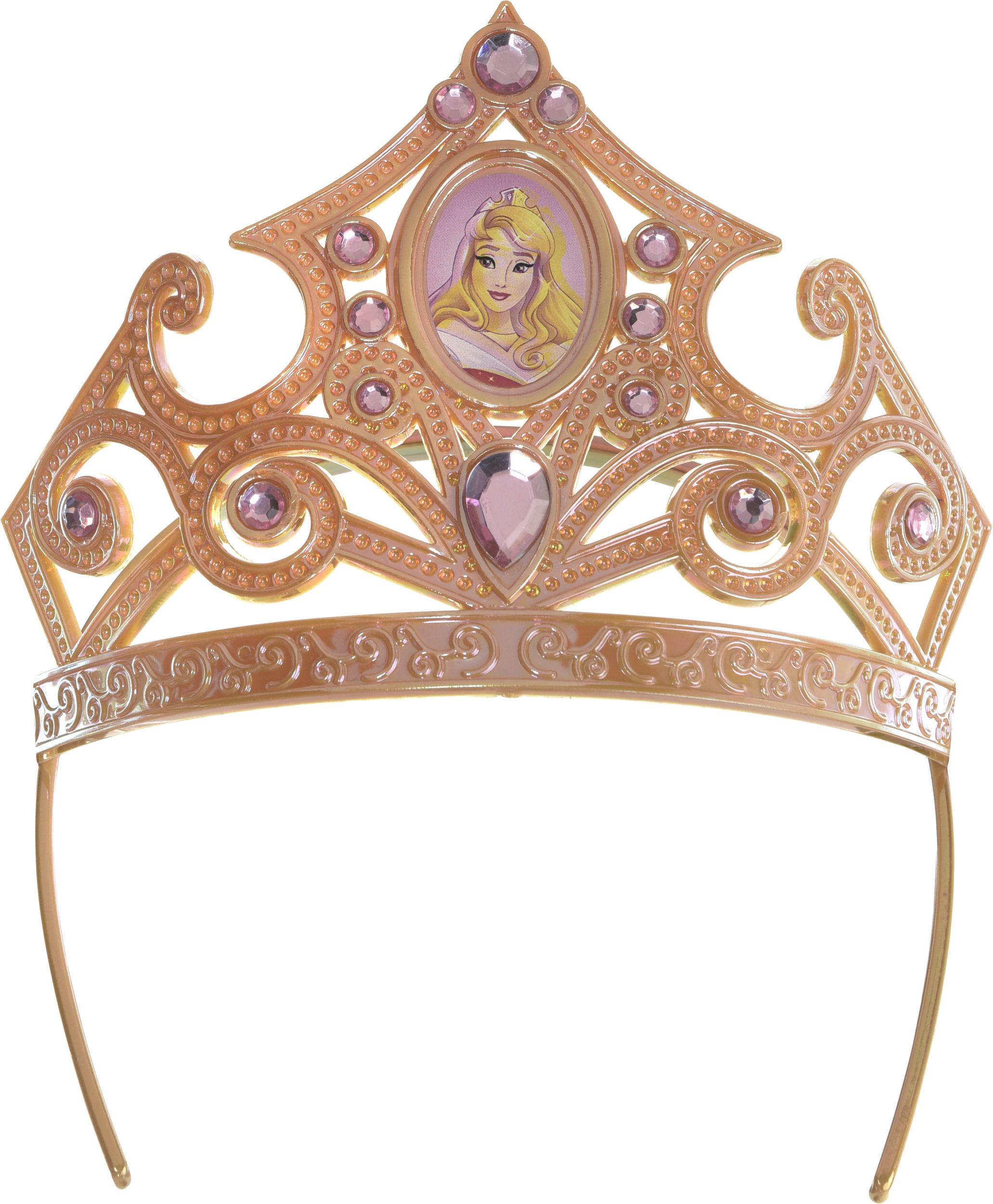 Sleeping Beauty Aurora Halloween Costume Accessories Kit with Matching Wand, Gold and Pink Front_Flat