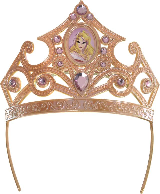 Sleeping Beauty Aurora Halloween Costume Accessories Kit with Matching Wand, Gold and Pink Front_Flat