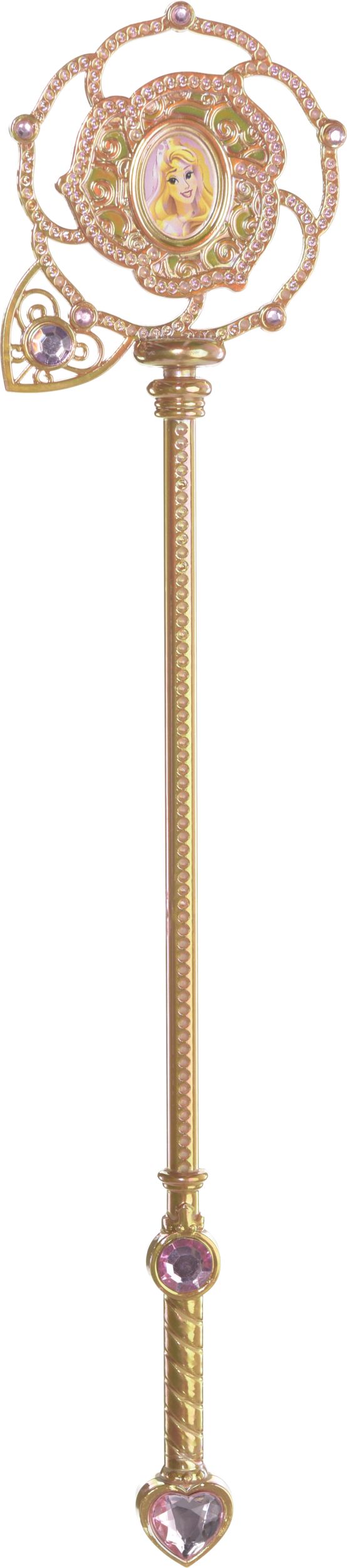 Sleeping Beauty Aurora Halloween Costume Accessories Kit with Matching Wand, Gold and Pink Overhead_Flat