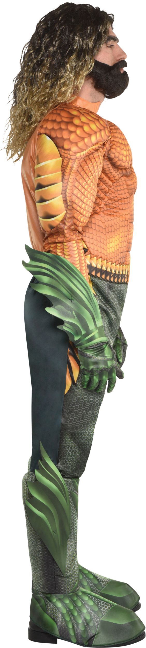Men's DC Aquaman Tan/Green Jumpsuit with Glovevs & Boot Covers Halloween Costume, Assorted Sizes Side_Right