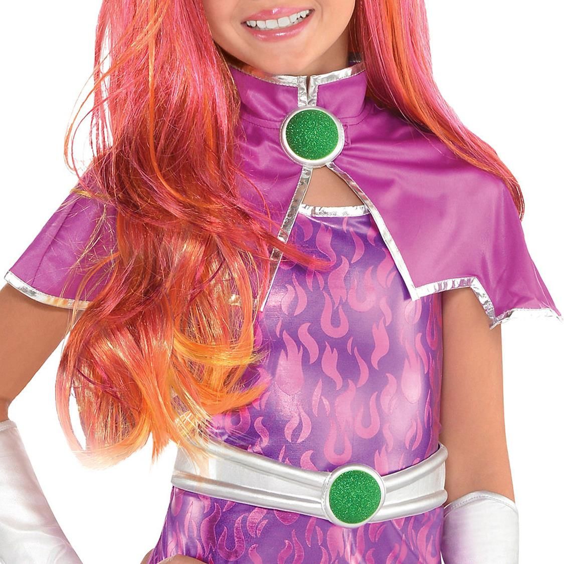 Kids' DC Super Hero Girls Starfire Purple Dress with Leg Warmers & Gauntlets Halloween Costume, Assorted Sizes CloseUp
