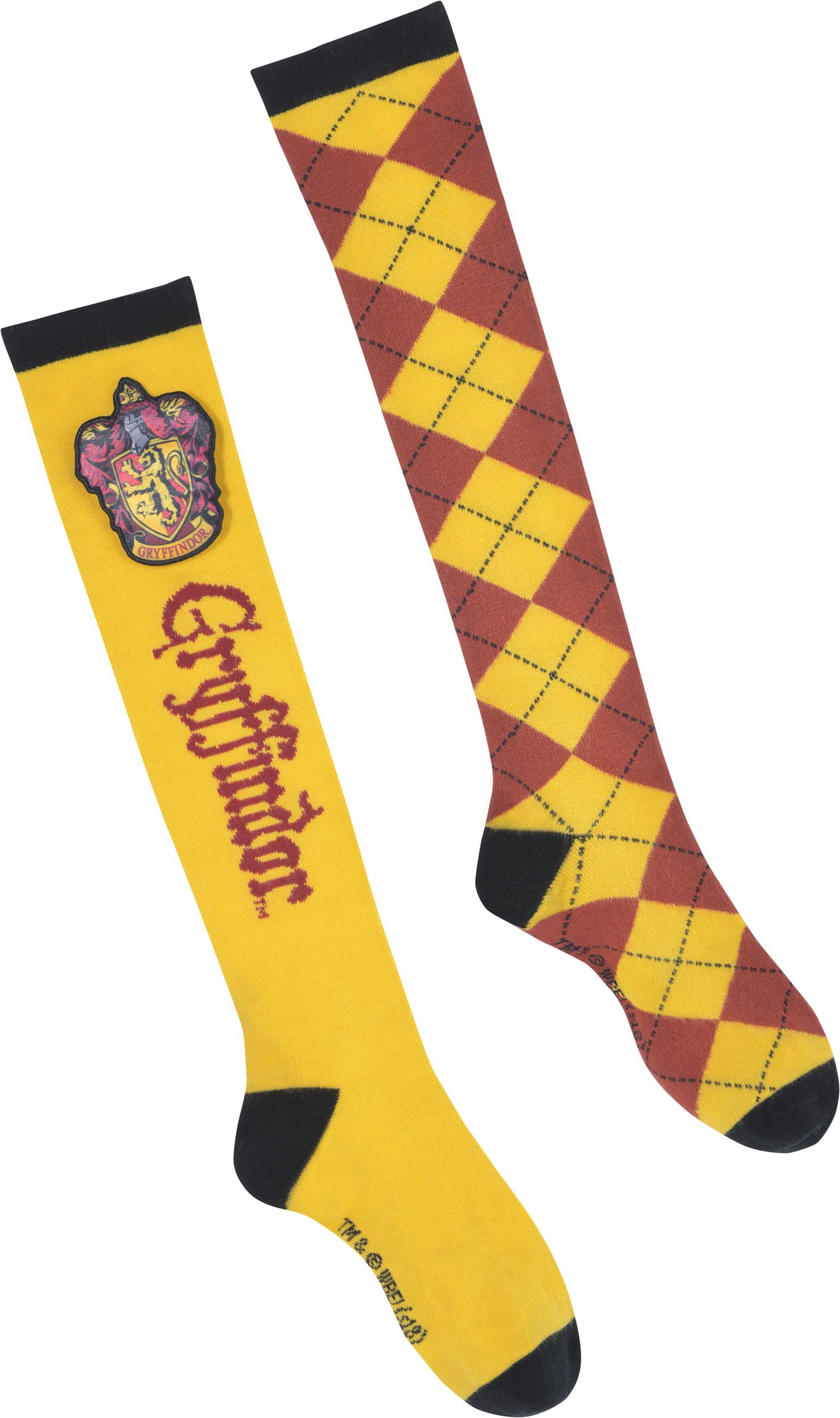 Adult Harry Potter "Gryffindor" Knee High Socks, Red/Yellow Argyle, One Size, Wearable Costume Accessory for Halloween Composite_or_Mixed