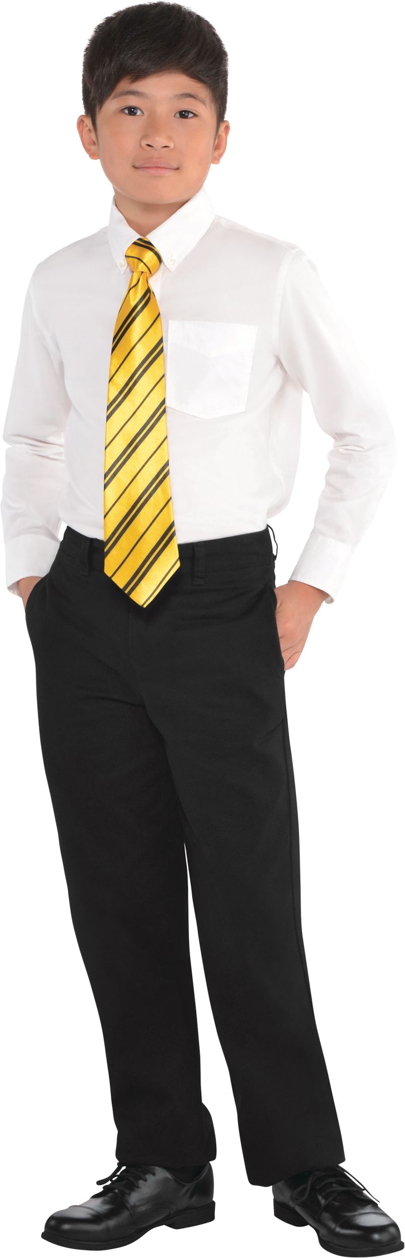 Harry Potter Hufflepuff Neck Tie, Yellow/Black Striped, One Size, Wearable Costume Accessory for Halloween Front_Flat