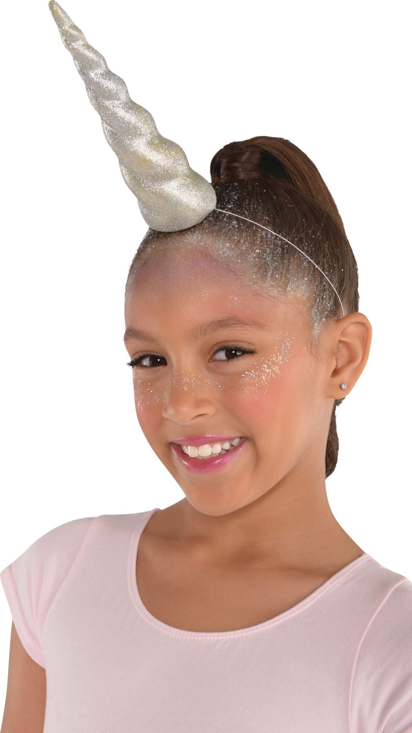 Glitter Fantasy Mythical Unicorn Horn, Silver, One Size, Wearable Costume Accessory for Halloween CloseUp