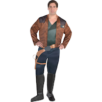 Men's Disney Star Wars Solo: A Star Wars Story Han Solo Brown/Black Jumpsuit with Jacket Halloween Costume, Assorted Sizes Front_Flat