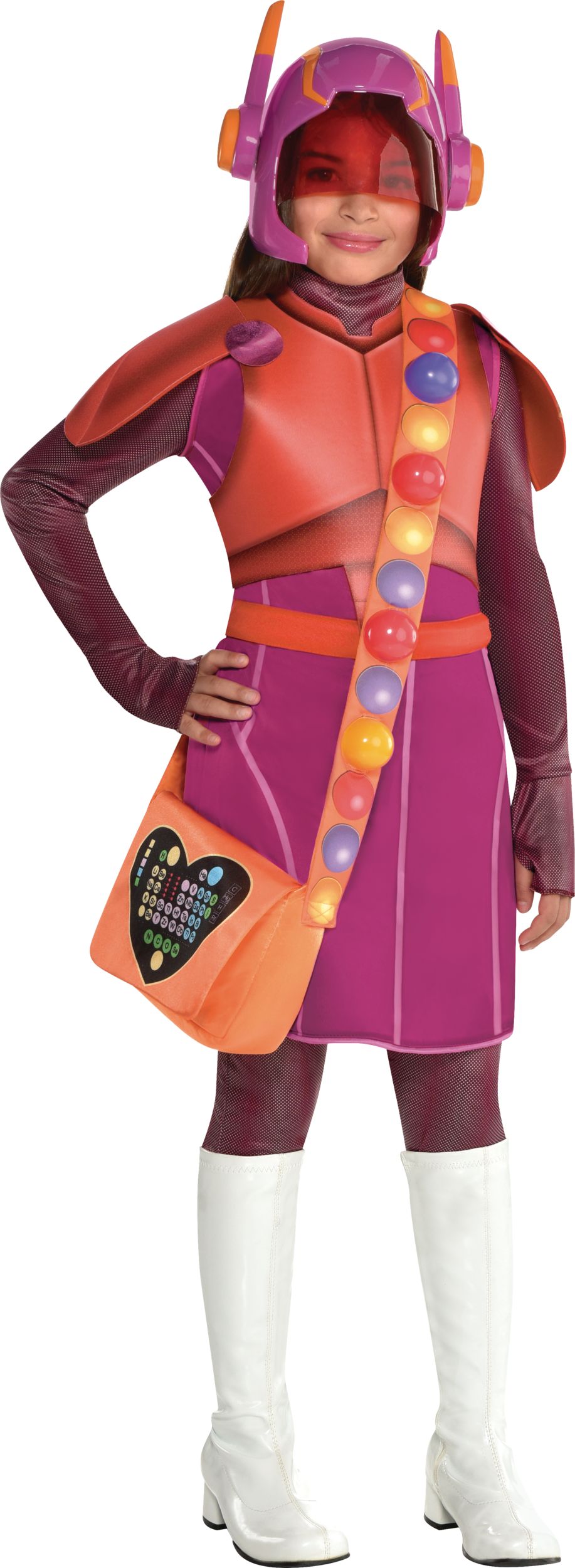 Kids' Disney Big Hero 6 Honey Lemon Purple/Red Dress with Leggings & Hat Halloween Costume, Assorted Sizes Front_Flat