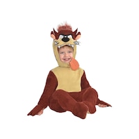Infant Looney Tunes Taz Brown Jumpsuit with Hood Halloween Costume, Assorted Sizes Front_Flat