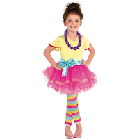 Costume Disney Fancy Nancy, enfant et toute petite, robe multicolore avec tutu/collier/leggings, choix de tailles Front_Flat