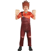 Toddler & Kids' Disney Wreck-It Ralph Ralph Brown Jumpsuit with Hat & Gloves with Hat & Gloves Halloween Costume, Assorted Sizes Front_Flat