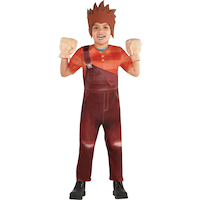 Costume de Ralph Les mondes de Ralph pour enfants et tout-petits, combinaison brune avec chapeau et gants, choix de tailles Front_Flat