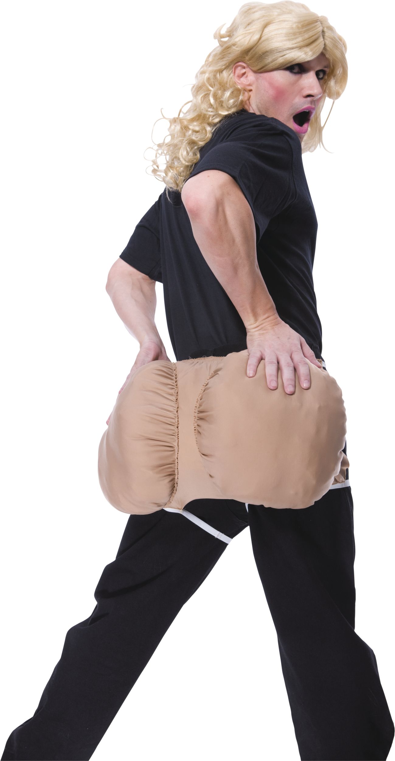 Commically Big Padded Butt Cheeks, Beige, One Size, Wearable Costume Prop for Halloween Back_Angled_Right