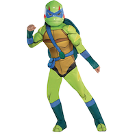 Kids' Teenage Mutant Ninja Turtles Leonardo Green Padded Jumpsuit with Mask & Shell Halloween Costume, Assorted Sizes Front_Flat