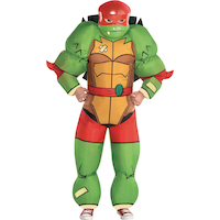 Costume gonflable de Raphael Les Tortues Ninja pour enfants, combinaison verte avec masque, taille unique Front_Flat