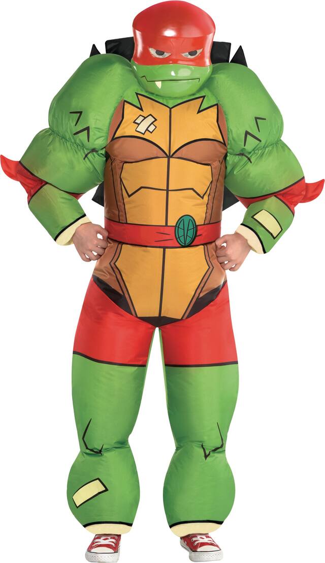 Kids' Teenage Mutant Ninja Turtles Raphael Green Inflatable with Mask Halloween Costume, One Size Front_Flat