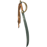 Etched Pirate Sword Weapon, Black/Silver, 27-in, Wearable Costume Prop for Halloween Front_Angled_Right