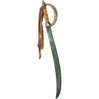 Etched Pirate Sword Weapon, Black/Silver, 27-in, Wearable Costume Prop for Halloween