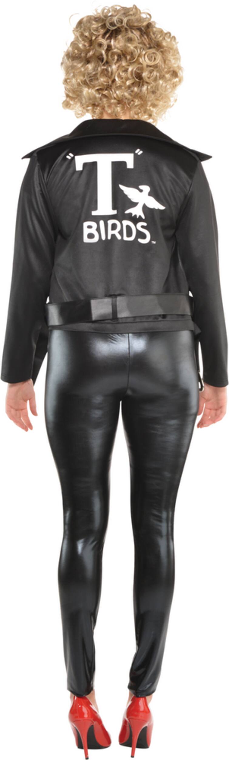 Women's Grease Sandy Black Jumpsuit with Jacket & Belt Halloween