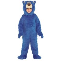 Costume de Boomer l'ours du Parc des merveilles pour enfants, combinaison à fourrure bleue avec capuchon, choix de tailles Front_Flat