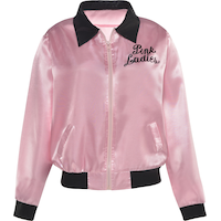 Kids' Grease Pink Ladies Jacket, Pink/Black, One Size, Wearable Costume Accessory for Halloween Front_Flat