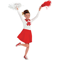 Costume d'uniforme de meneuse de claques rouge/blanc Grease Rydell High, enfants, choix de tailles Front_Angled_Right