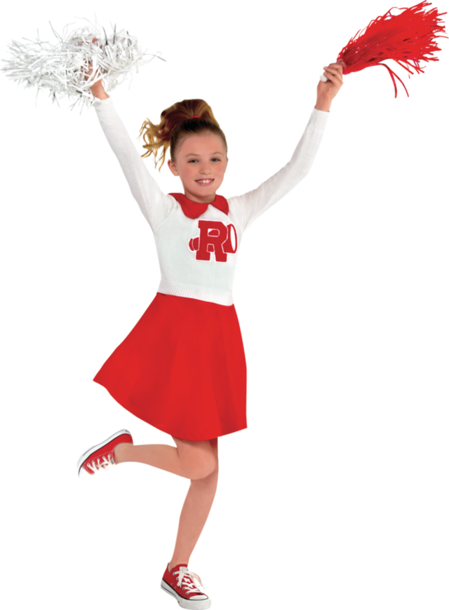 Kids' Grease Red/White Rydell High Cheerleader Uniform Halloween