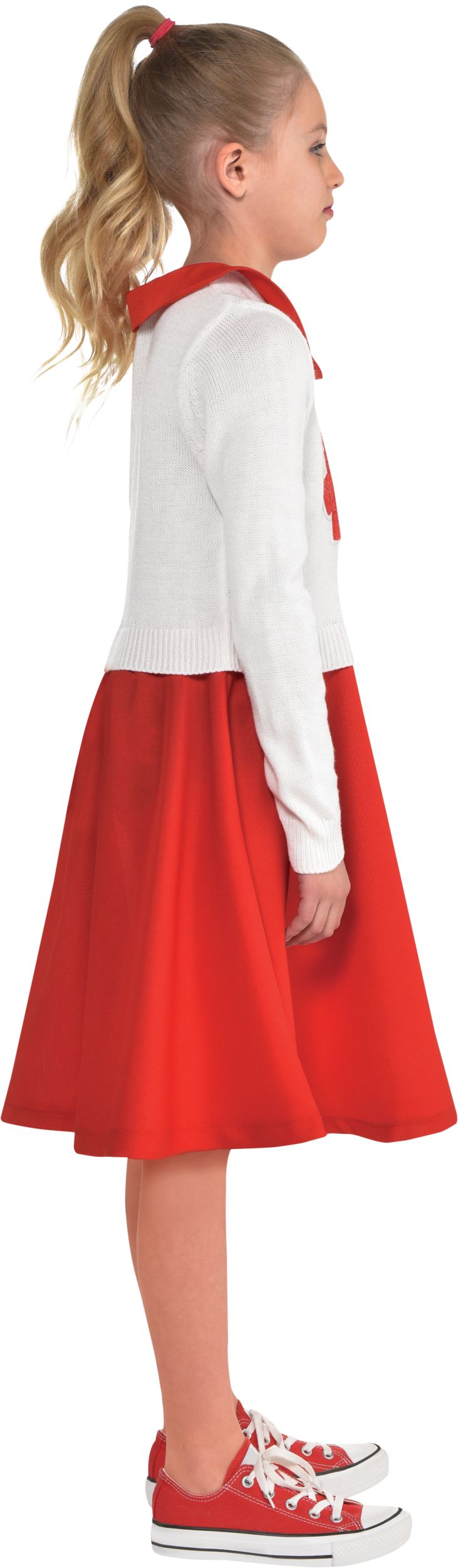 Kids' Grease Red/White Rydell High Cheerleader Uniform Halloween Costume, Assorted Sizes Side_Right