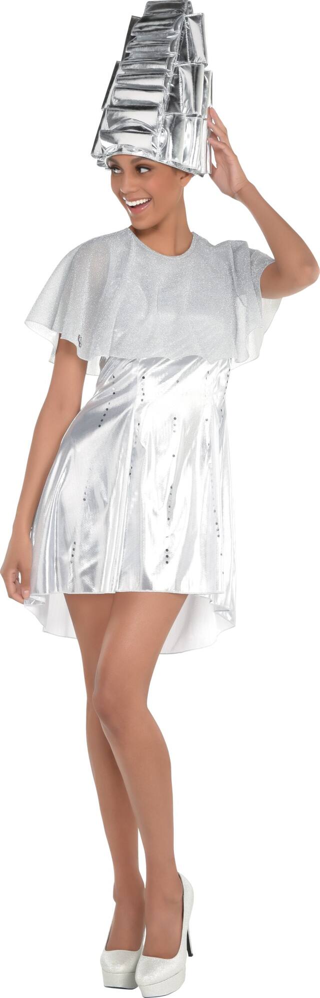 Women's Grease White Beauty School Dropout Halloween Costume, Assorted Sizes Front_Angled_Left