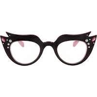 Grease Pink Ladies Cat Eye Shaped Eyeglasses, Black/Pink, One Size, Wearable Costume Accessory for Halloween Front_Flat