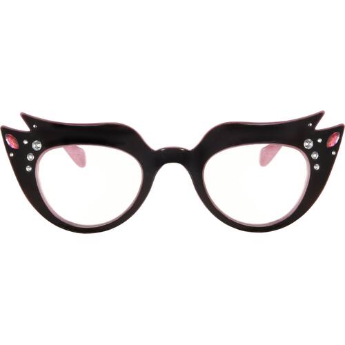 Grease Pink Ladies Cat Eye Shaped Eyeglasses, Black/Pink, One Size, Wearable Costume Accessory for Halloween