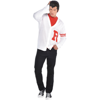 Men's Grease Red/White Rydell High Letterman Sweater Halloween Costume, Assorted Sizes Front_Flat