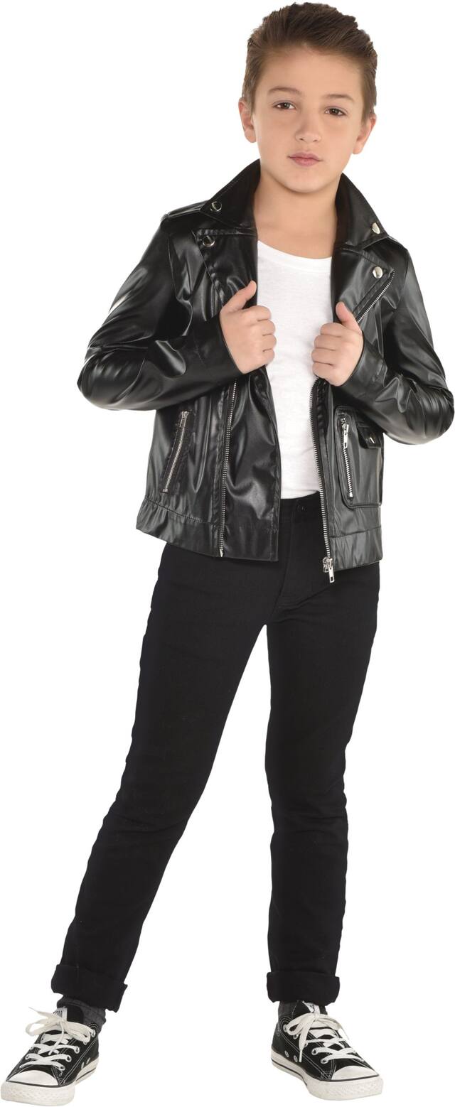 Kids' Grease T-Birds Halloween Costume Leather Jacket Front_Flat