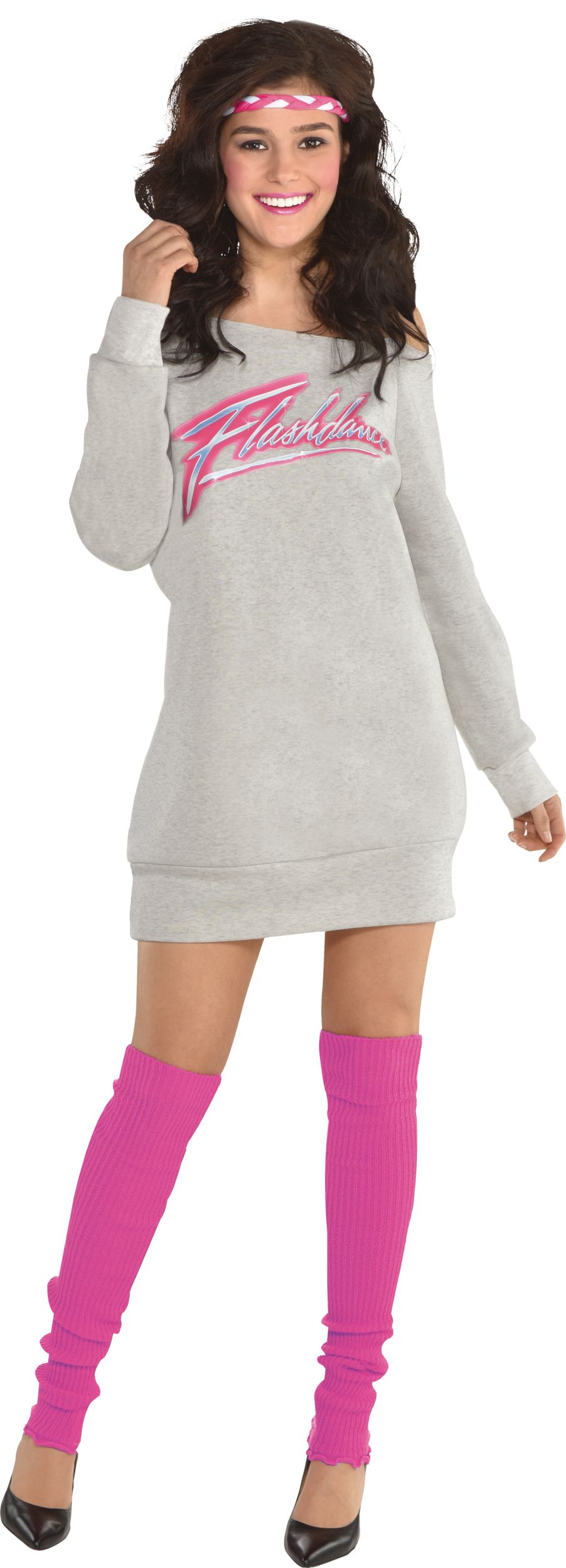 Costume d'Alexandra Owens Le feu de la danse pour femmes, robe grise/rose avec serre-tête et jambières, choix de tailles Front_Flat