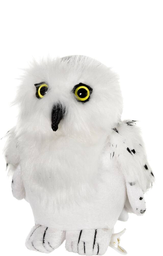 Harry Potter Hedwig Owl Plush Shoulder Clip-On, White, One Size, Wearable Costume Prop for Halloween Front_Angled_Left