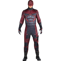 Costume de Daredevil pour hommes, combinaison rouge/noire avec masque et gants, choix de tailles Front_Flat