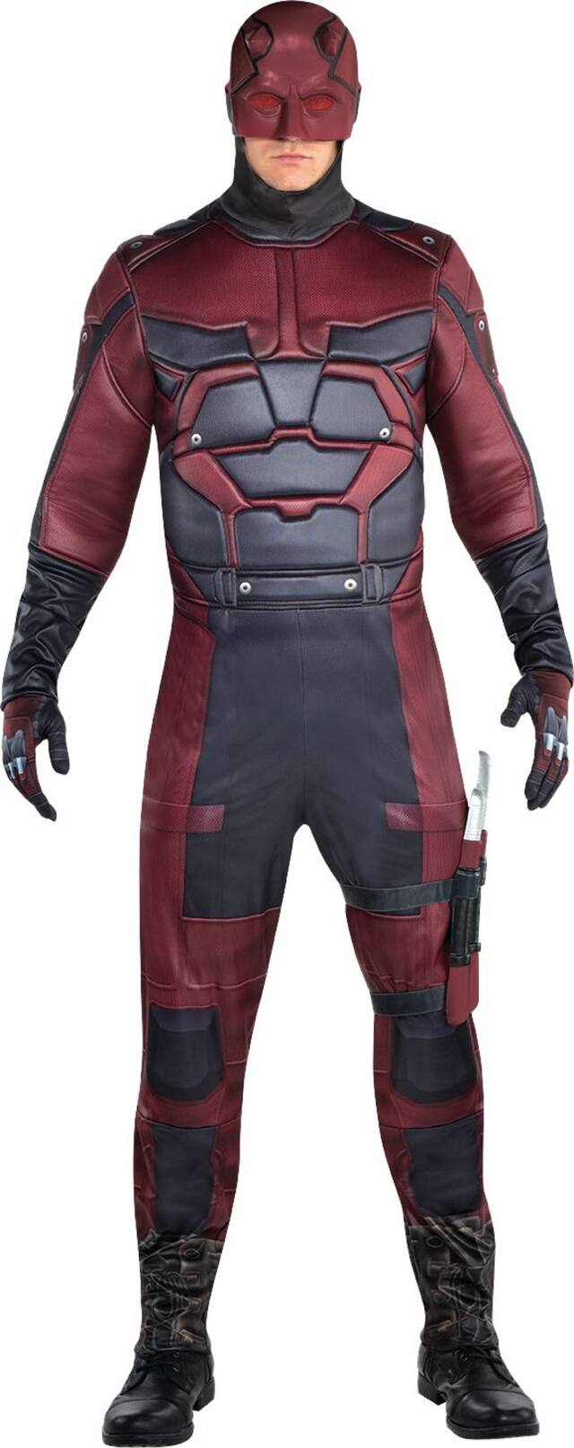Men's Daredevil Red/Black Jumpsuit with Mask & Gloves Halloween Costume, Assorted Sizes Front_Flat