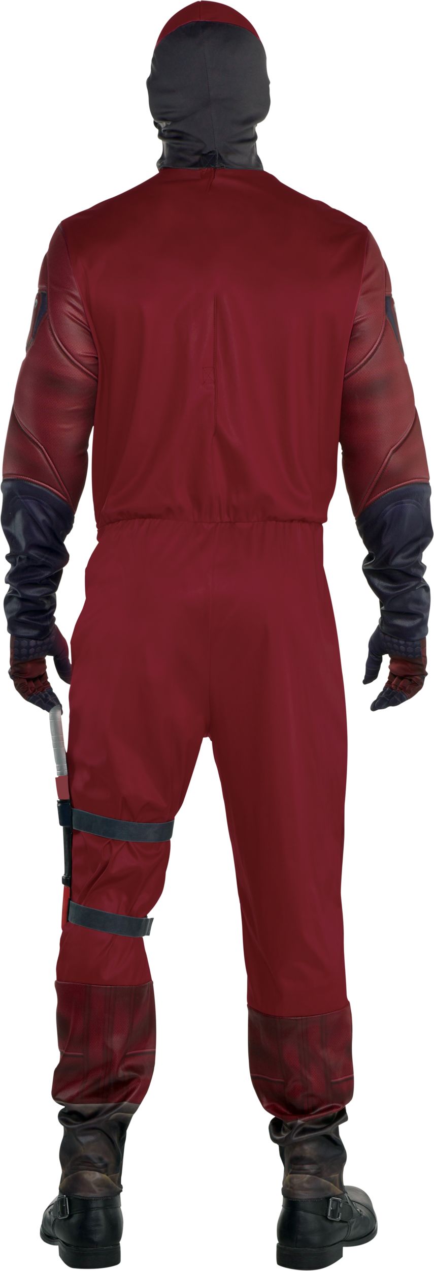 Men's Daredevil Red/Black Jumpsuit with Mask & Gloves Halloween Costume, Assorted Sizes Back_Flat