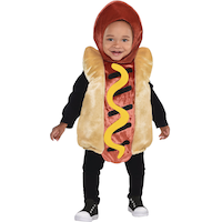 Costume de hot-dog, bébés, combinaison brune avec capuchon, tailles variées