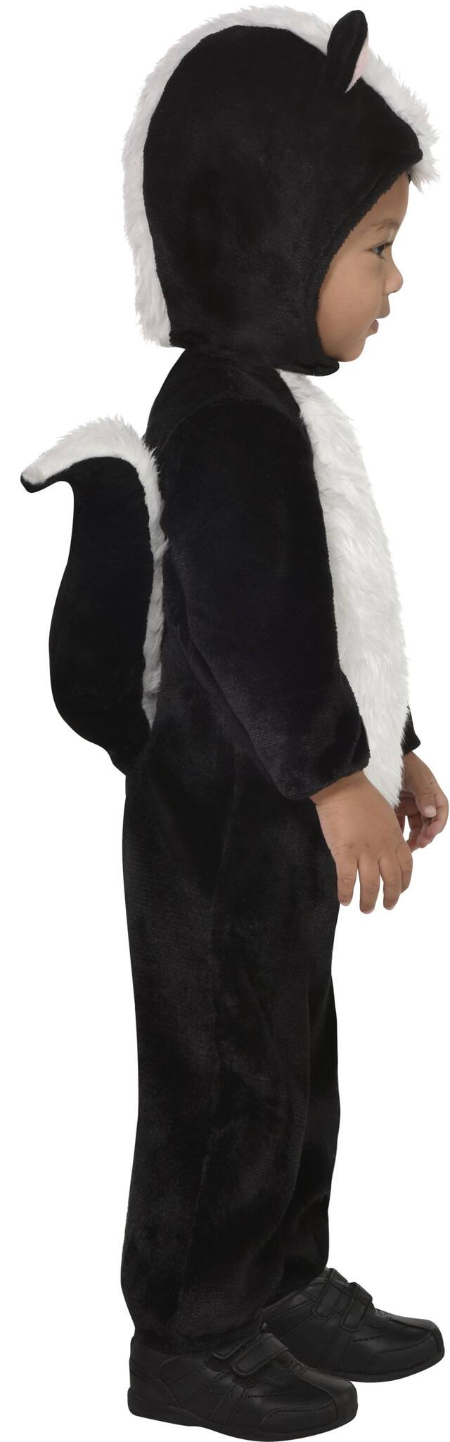 Infant Skunk Black/White Jumpsuit with Hood & Tail Halloween Costume