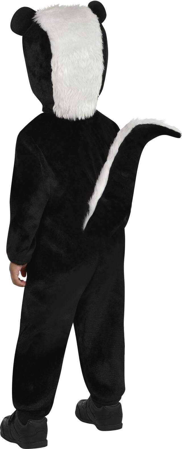 Infant Skunk Black/White Jumpsuit with Hood & Tail Halloween Costume