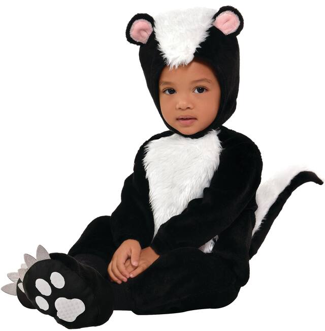 Infant Skunk Black/White Jumpsuit with Hood & Tail Halloween Costume