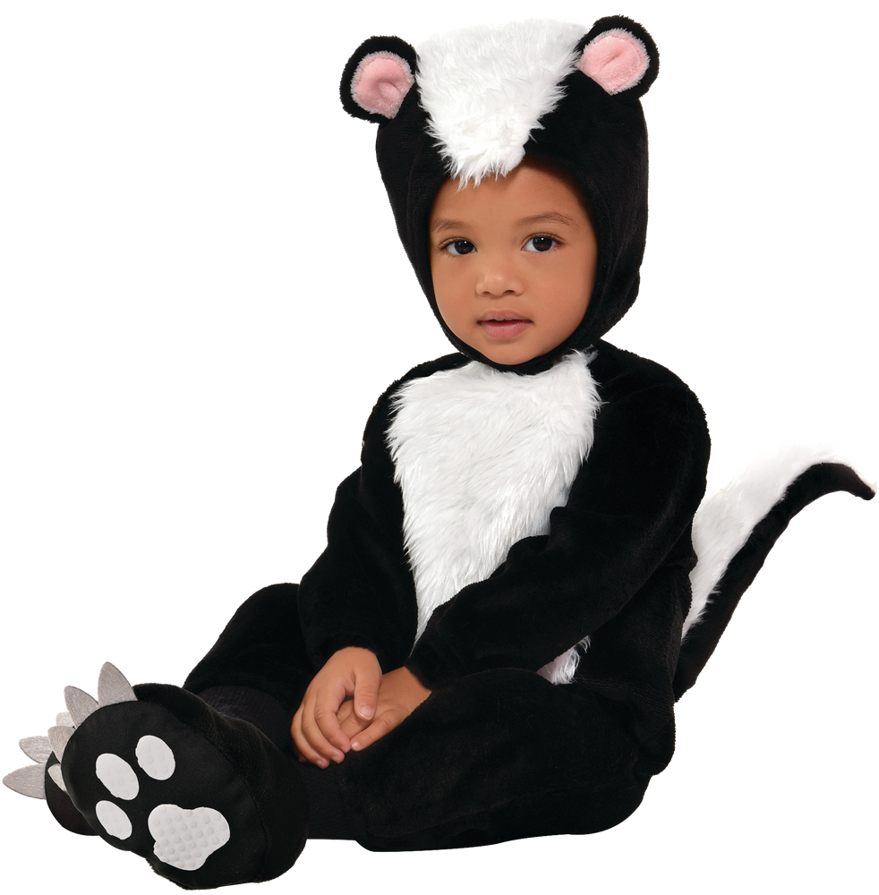Costume de mouffette, bébés, combinaison noir/blanc avec capuchon et