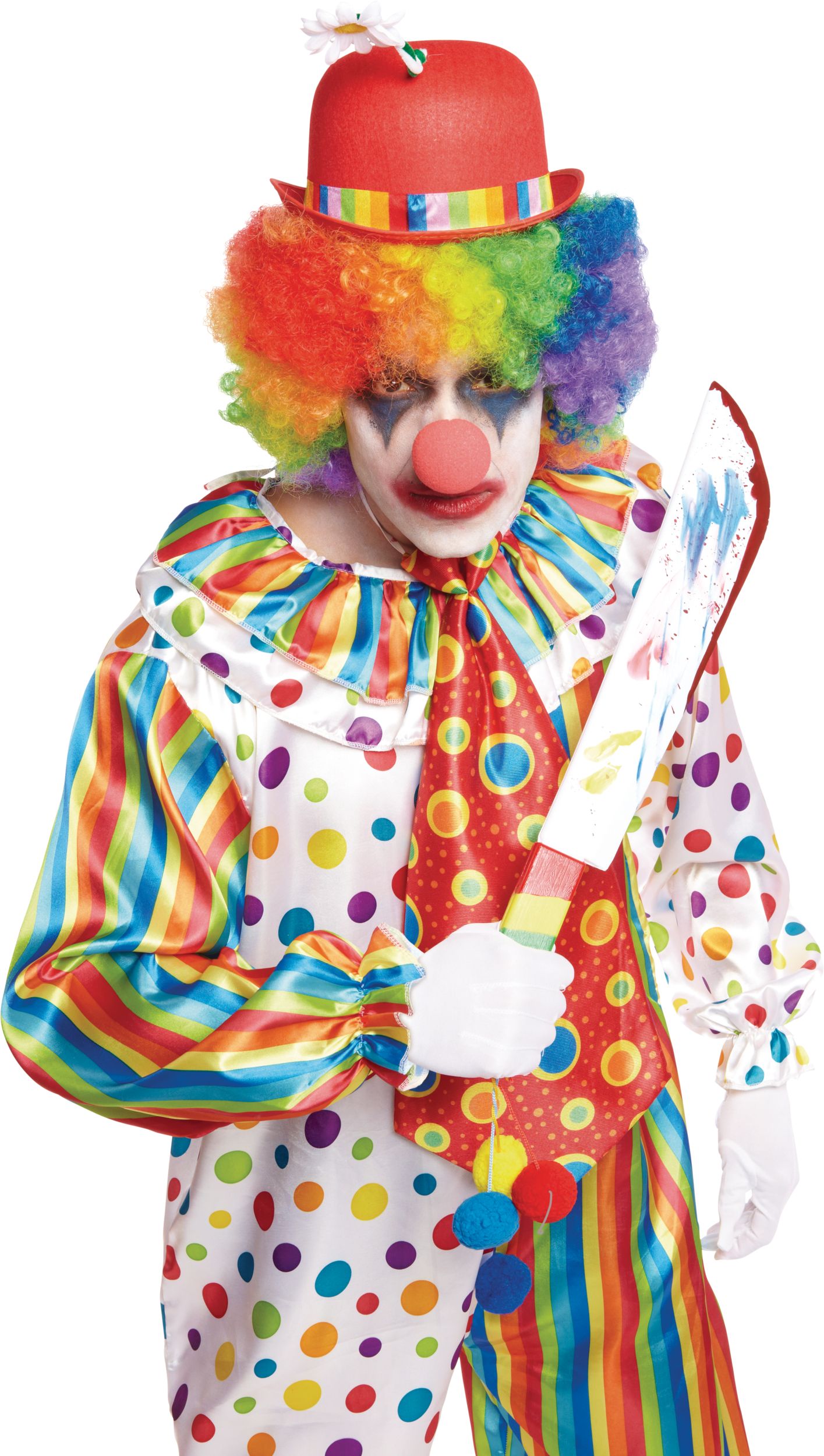 Men's Clown Multi-Coloured Jumpsuit Halloween Costume, One Size Front_Flat