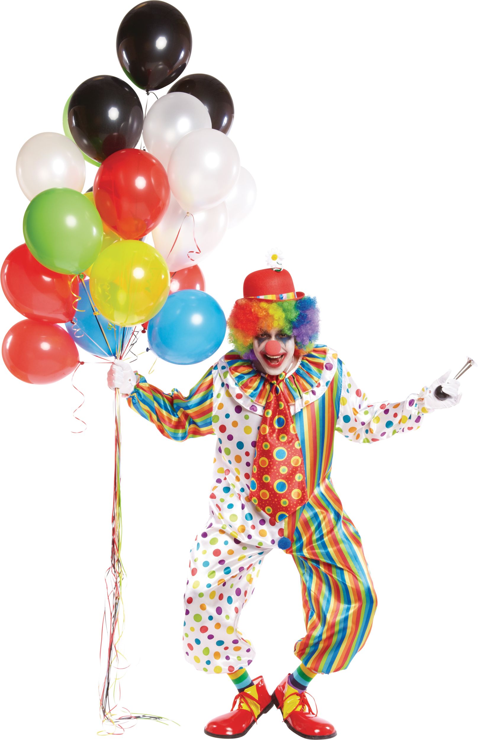 Men's Clown Multi-Coloured Jumpsuit Halloween Costume, One Size Front_Flat