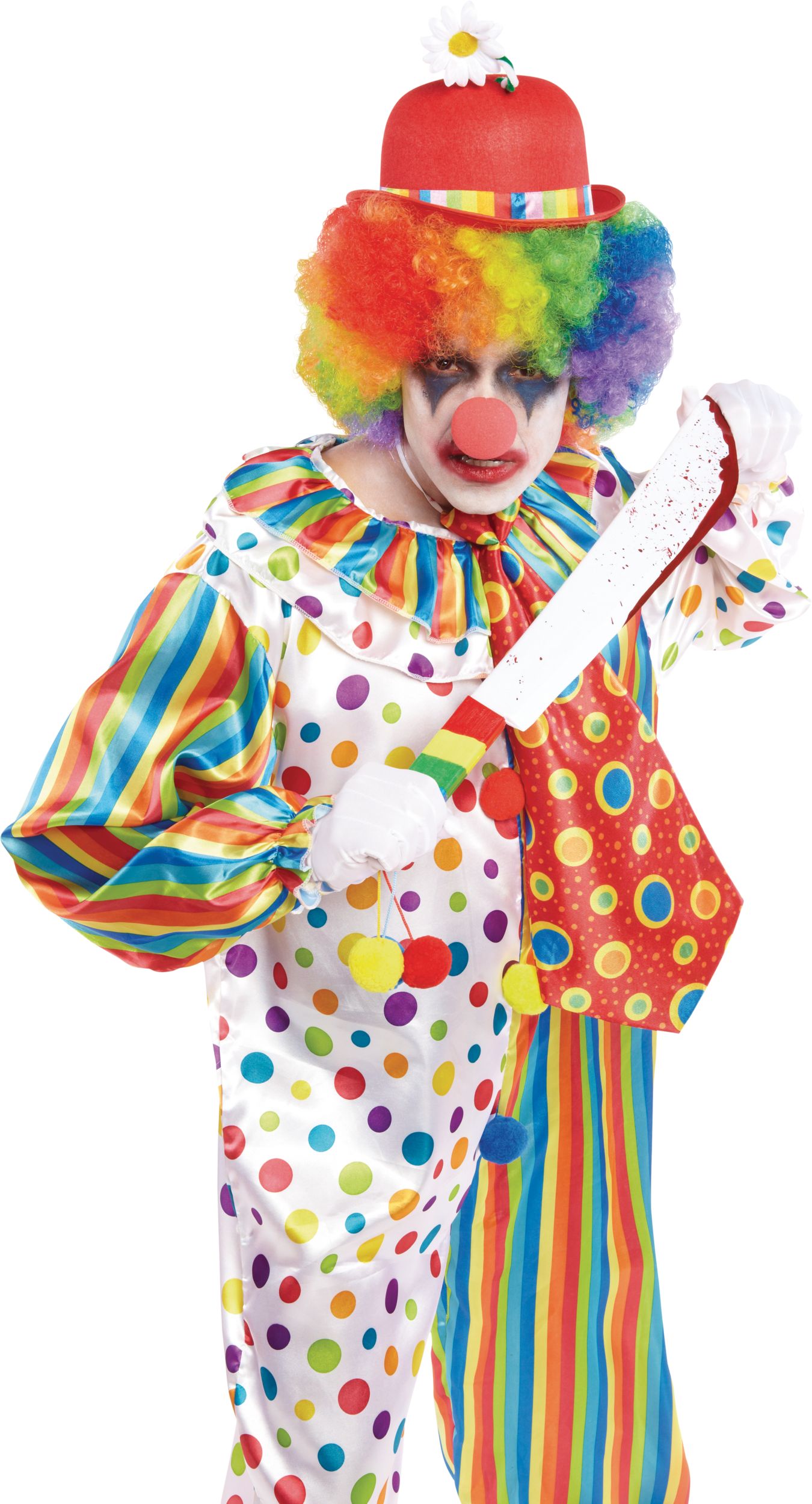 Men's Clown Multi-Coloured Jumpsuit Halloween Costume, One Size Front_Angled_Right