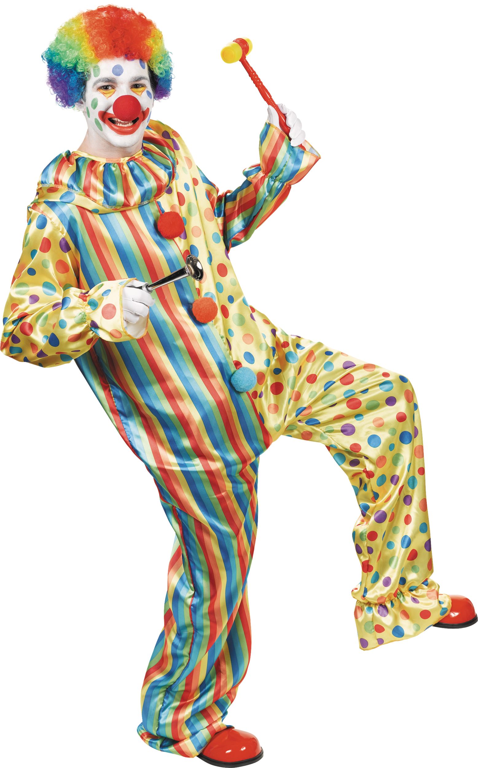 Men's Clown Multi-Coloured Jumpsuit Halloween Costume, One Size Front_Angled_Right