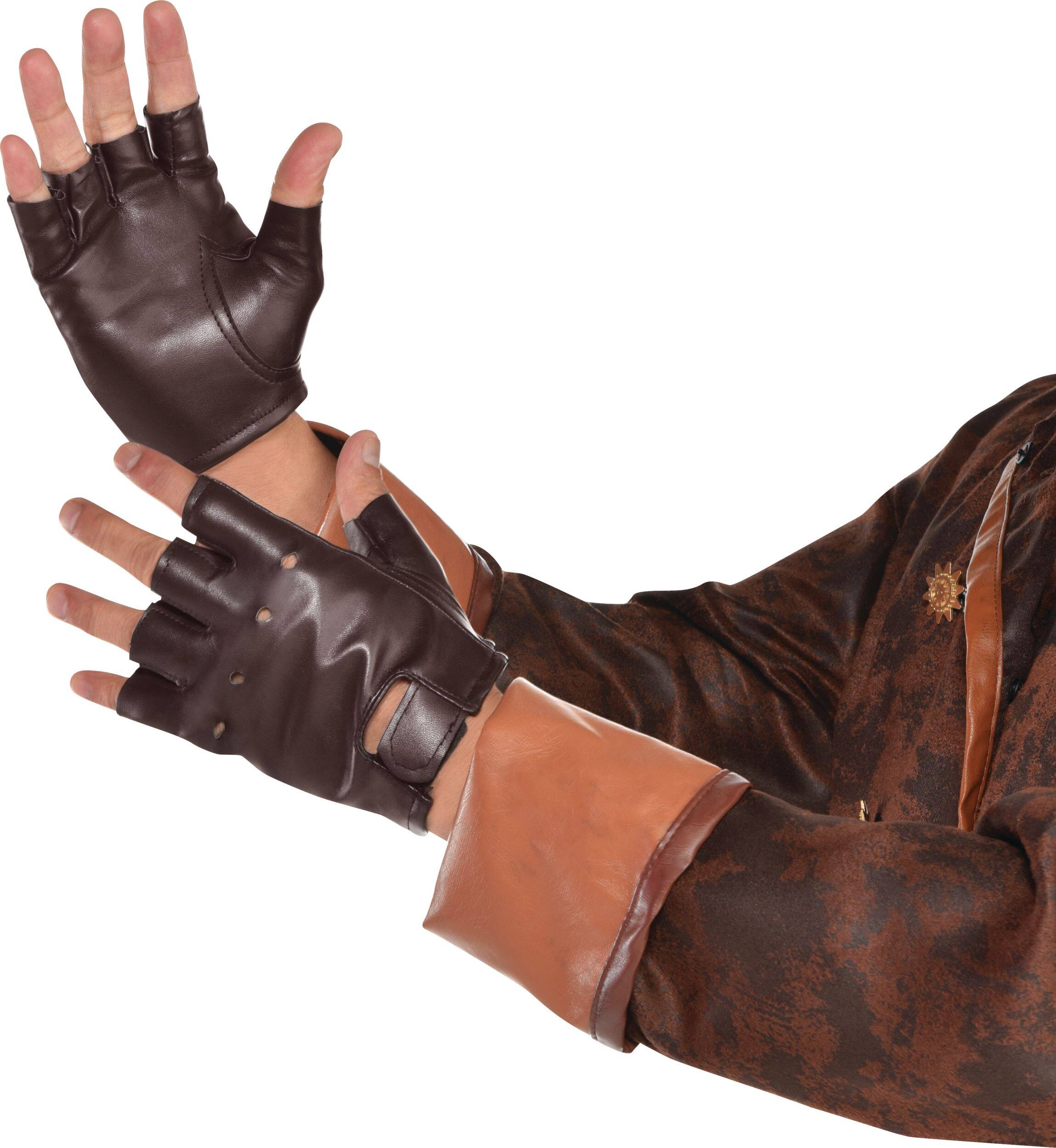 Brown Fingerless Gloves, Brown, Adult, One Size Composite_or_Mixed