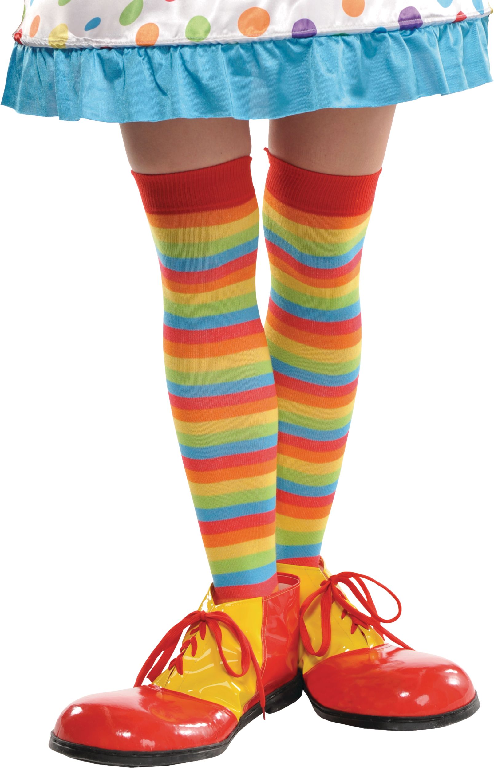 Adult Knee High Socks, Rainbow Striped, One Size, Wearable Costume Accessory for Halloween Front_Flat