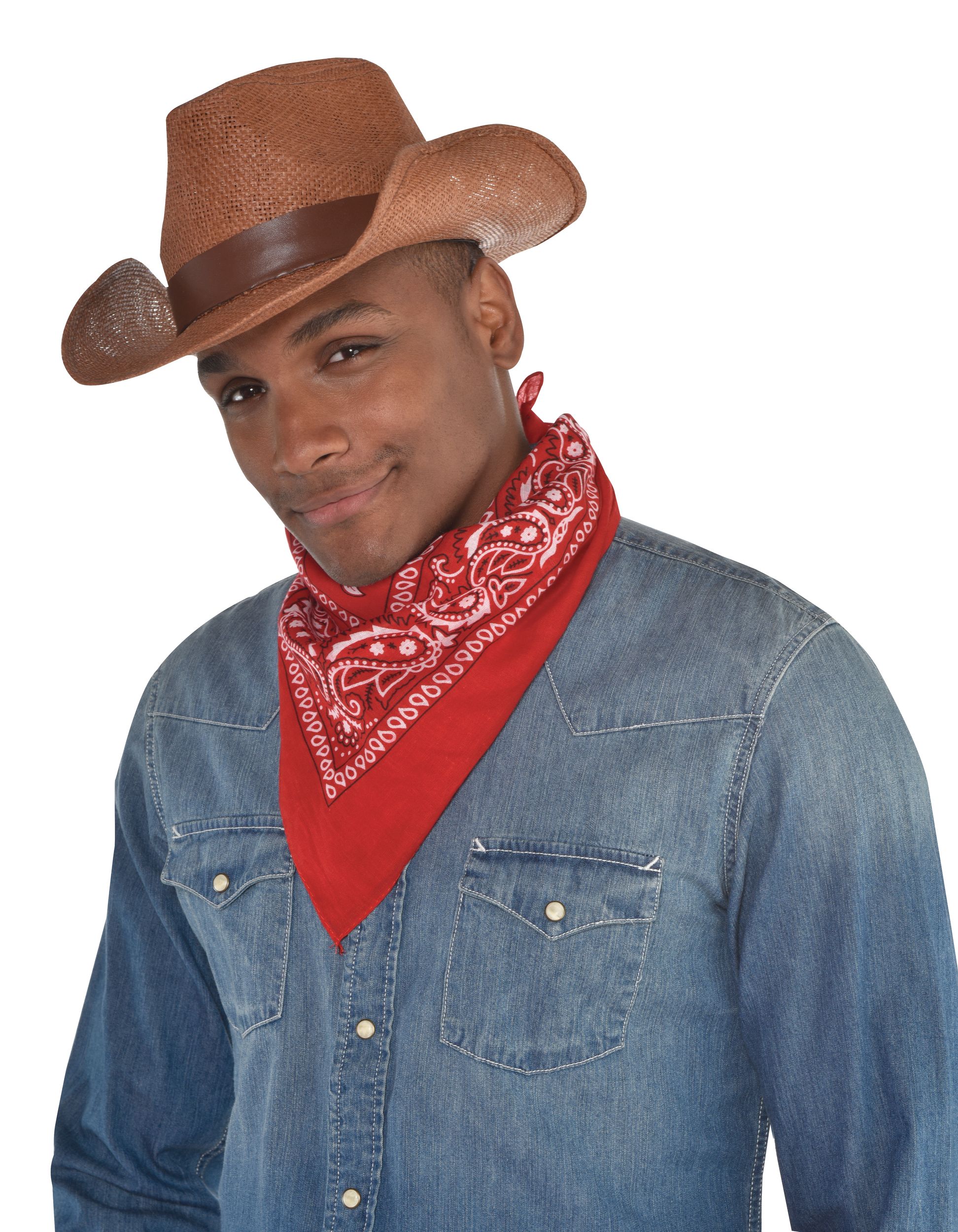 Brown Burlap Cowboy Hat Front_Angled_Left