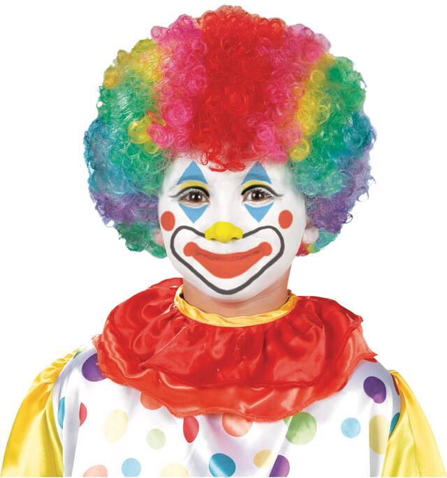 Kids' Clown Curly Hair Wig, Rainbow, One Size, Wearable Costume Accessory for Halloween Front_Flat