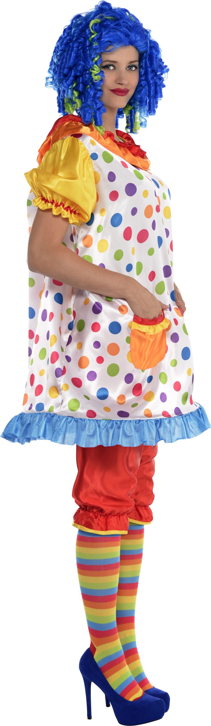 Collant Opaque Femme Motif Clown Rayures Et Pois Multicolores - Taille Unique - Pour Déguisement Carnaval, Halloween, Fêtes à Thème